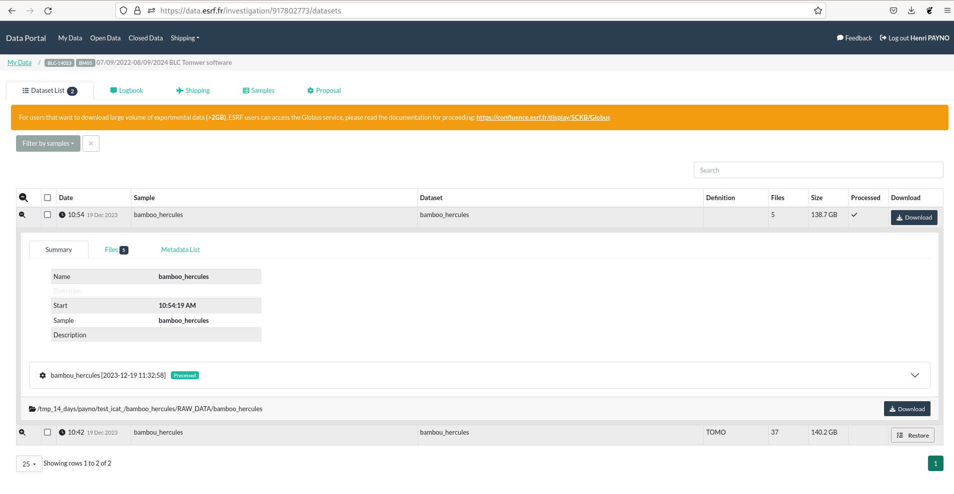 Data publication on the ESRF data portal