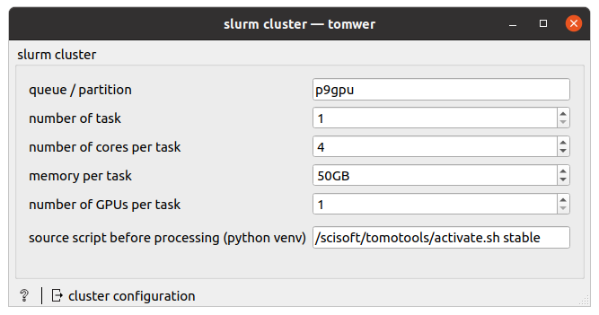 SLURM cluster configuration